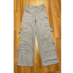 Love Fire Blue Cargo Pants Wide Leg Buckles Pockets Size 5 Y2K Streetwear Grunge